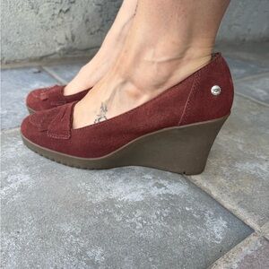 UGG Women's Burgundy Suede Wedges